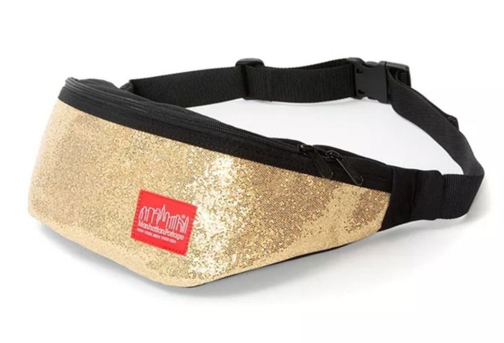 Manhattan Portage Unisex "Brooklyn Bridge" Gold Glitter Fanny Pack Crossbody Bag